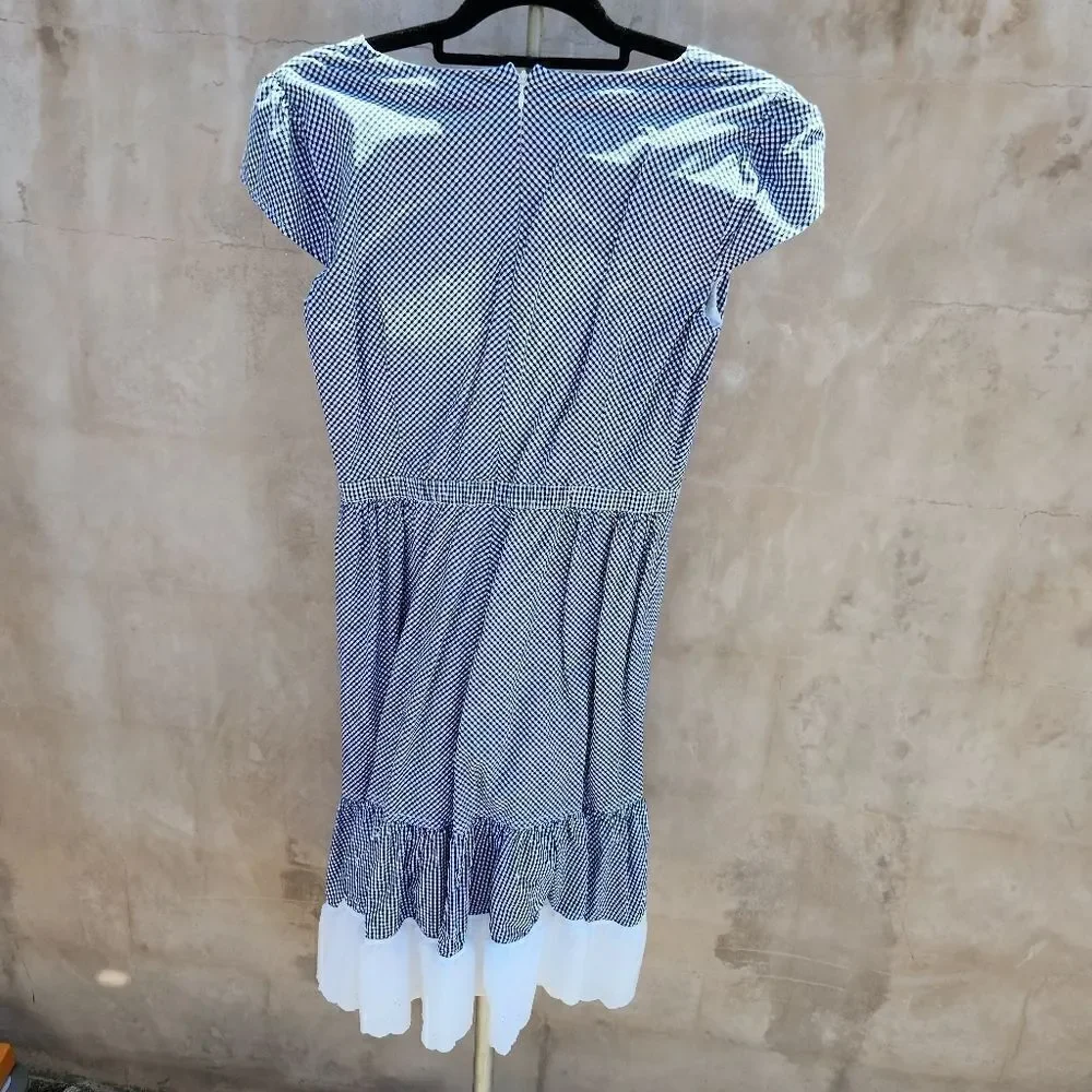 J crew faux wrap ruffle gingham dress